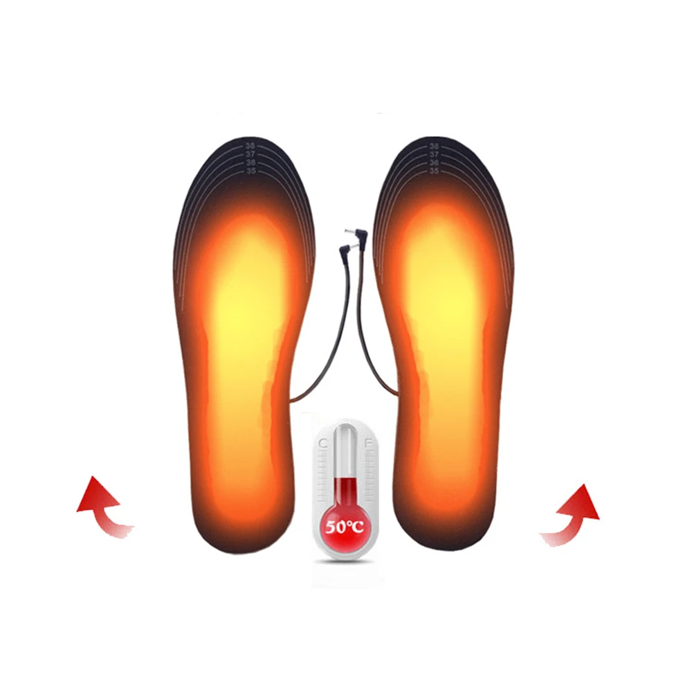 1 Pair New USB Heated Insoles Foot Warming Pad Feet Warmer Sock Pad Mat Winter Outdoor Sports Heating Shoe Insoles Winter Warm