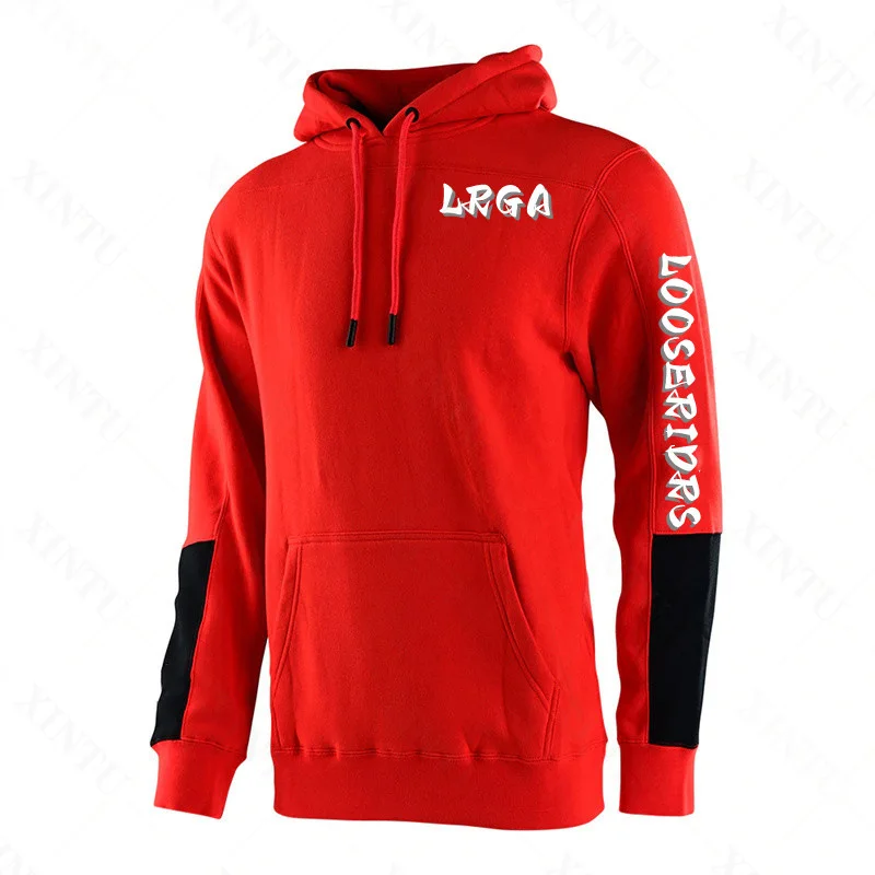 

2023 New Men's dirt bike LRGA plus velvety hoodie MX DH BMX ATV endurance mountain bike Loose rider warm hooded jacket