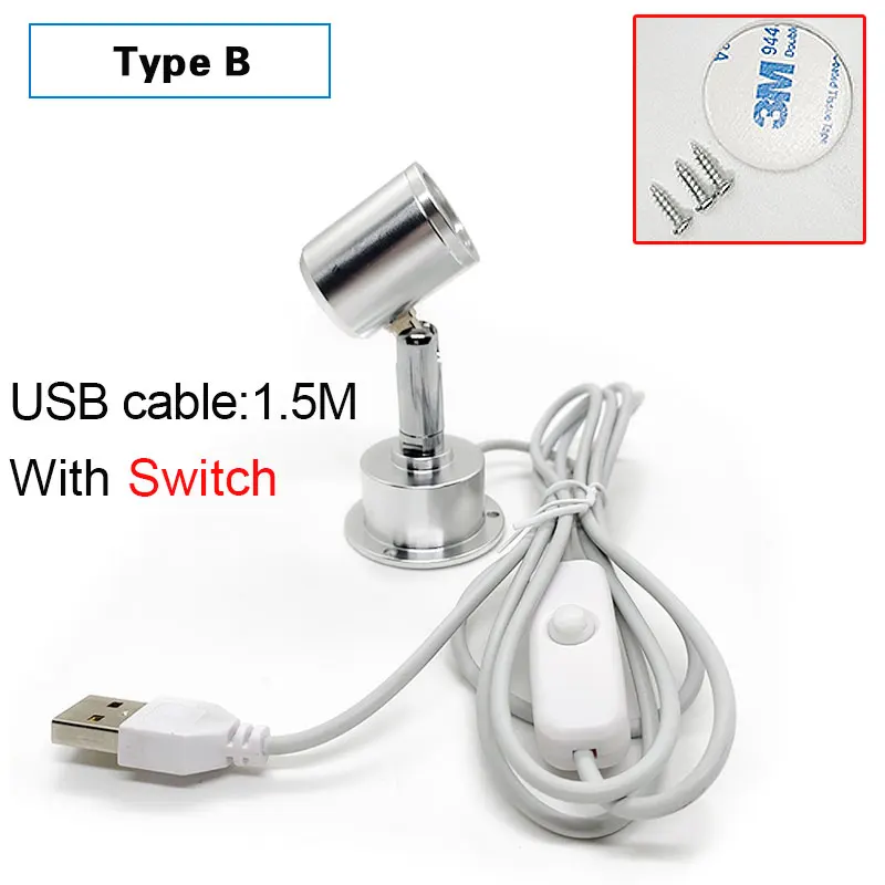 Scheinwerfer USB DC5V Led 3W Schmuck Schrank Schaufenster Mini Spot Bank Lampe  Decke Licht Schalter Usb-schnittstelle - AliExpress