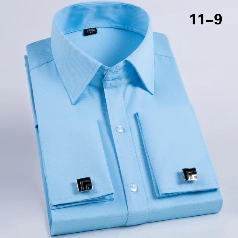 Dress Shirts Mens French Cuff Dress Shirt with Cufflink