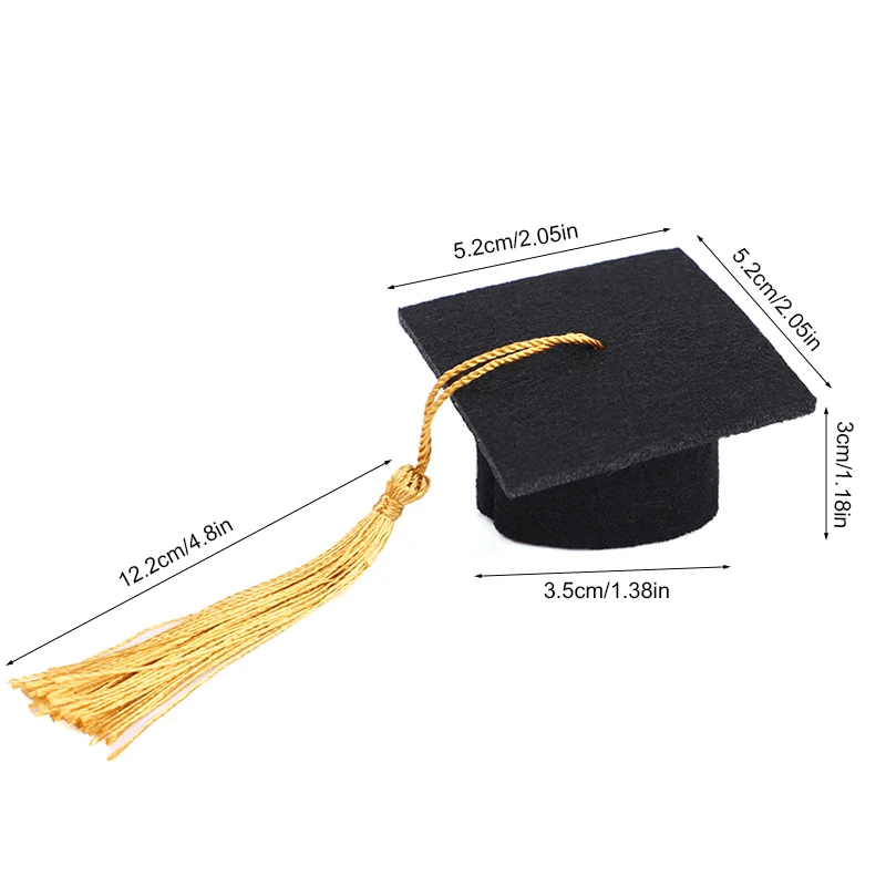 5/10pcs Mini Graduation Cap with Tassel Plush Toy Wine Bottle DIY Gift Decoration Felt Bachelor Hat 2025 Graduation Party Supply