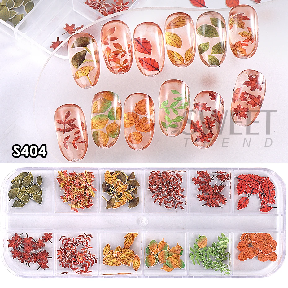 Autumn Maple Leaf Nail Art Sequins Set – Decorative DIY Charm Manicure Accessories