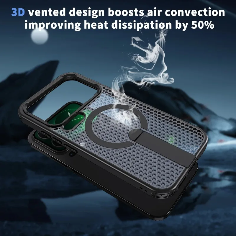Luxury Honeycomb Cooling Stand Holder Magnetic Case - Hard Armor Protective Cover