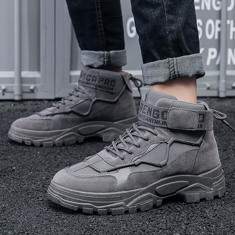 Men's Boots Fashion Platform Ankle Boots Outdoor Light Hiking Boots For Men Non-slip Desert Military Boot 2024 Winter Mens Shoes - 5