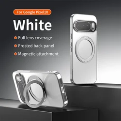 Luxury Rotating Magnetic Stand Phone Case with Solid Color Plating - Google Pixel 8 Pro (White)