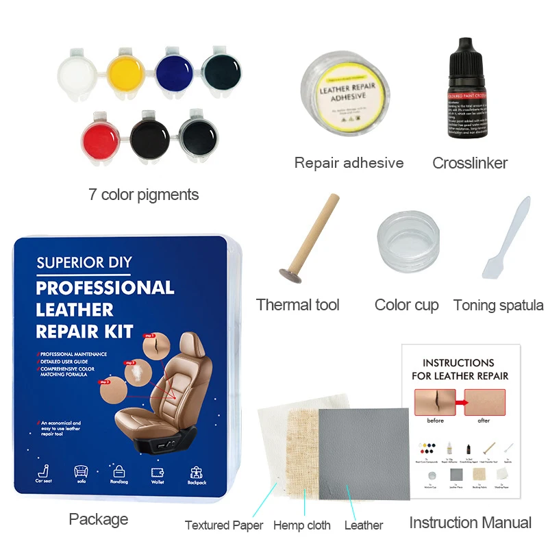 Car Leather Repair Kit 7 Colors DIY Repair Car Seat Leather Burns Scratches Abrasion Cracks Restoration