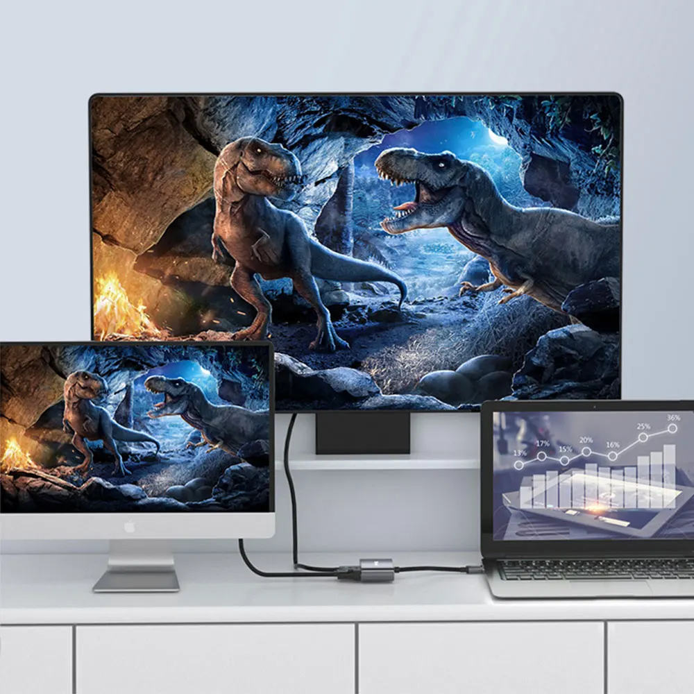 Universal USB-C Hub Adapter: HDMI, VGA, USB 3.0 Connections