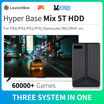 Hyper Base Mix LaunchBox, Retrobat, Playnite 휴대용 Ext 5T 게임용 HDD, 60000 + 3D, AAA, 레트로 게임, PS4, PS3, PS2, Gamecube, PS5, Wii용