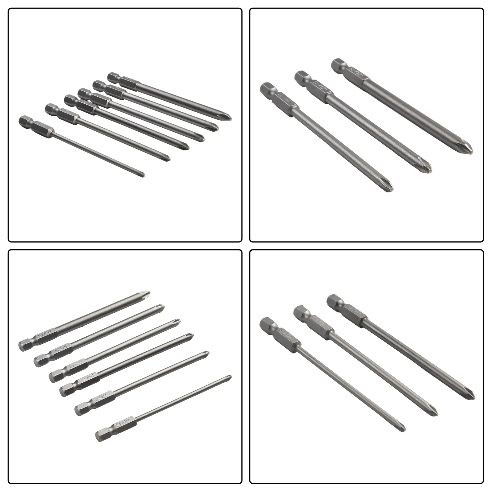 

High Hardness Screwdriver PH1 PH2 6Pcs/Set 1/4in Shank 100mm Long Steel Magnetic Hex Cross Head Screwdriver Bit Hand Tools