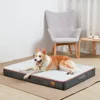 Premium Large Orthopedic Memory Foam Dog Bed Waterproof Pet Dog Crate Jumbo Mattress with Orange Trim Washable Water Resistant 1