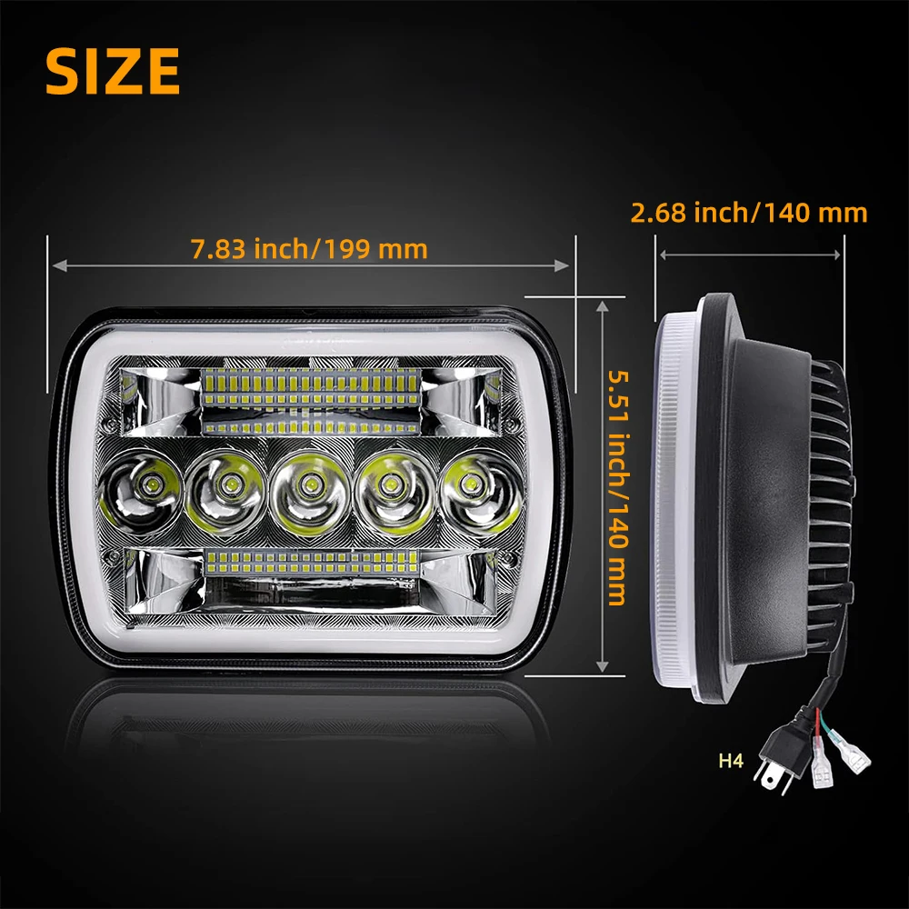 5x7 7x6 LED Headlights H6054 H5054 LED Headlamp for Jeep Wrangler YJ Cherokee XJ Comanche MJ S10 Blazer Express Savana Van Truck