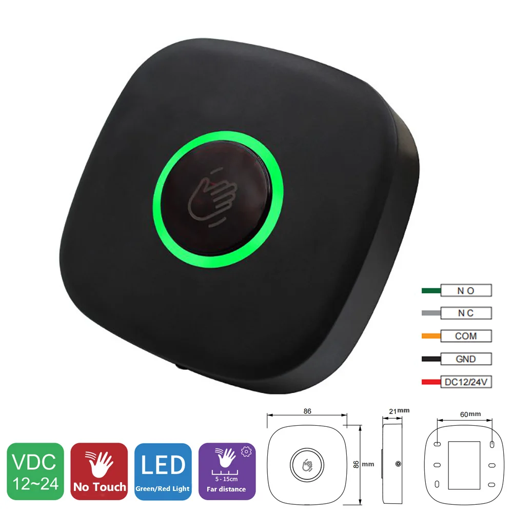 Infrared induction No Touch Exit Button Release Switch Opener NO COM NC LED Ligh