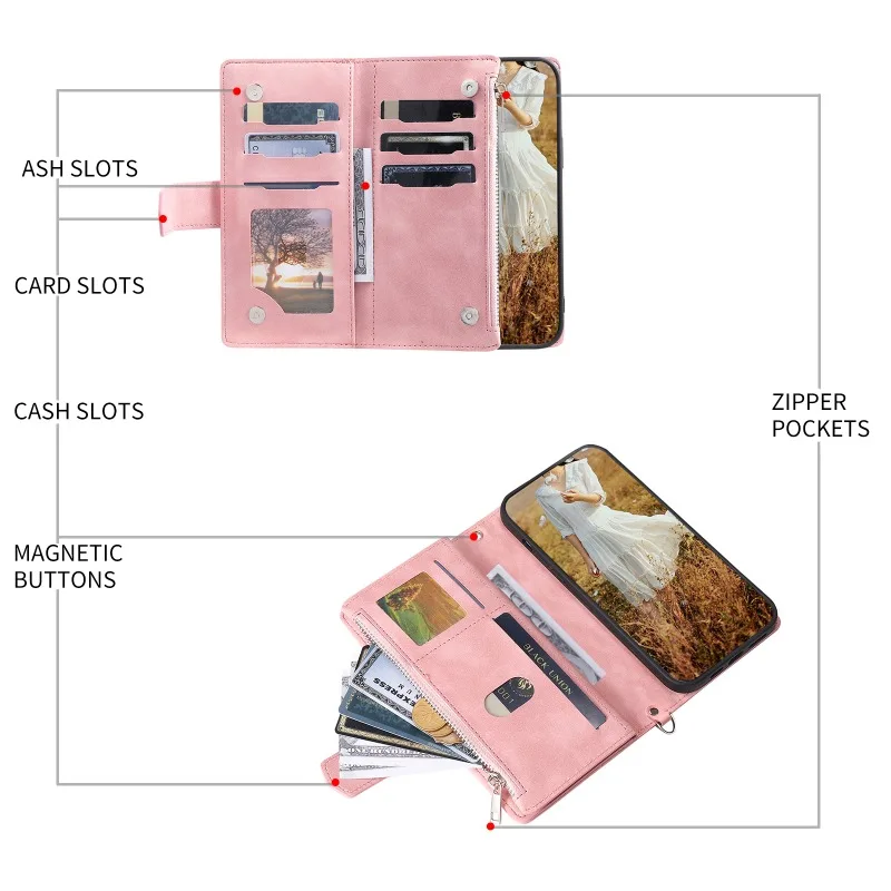 Luxury Leather Zipper Wallet Case Cover