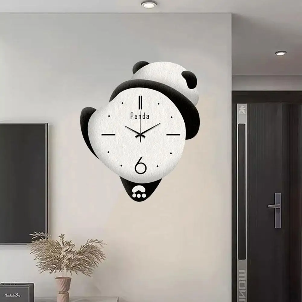 

Cute Panda Clock Family Bedroom Cartoon Clock Decoration Punch Hanging Room Clock Silent Children's Wall No D7d1