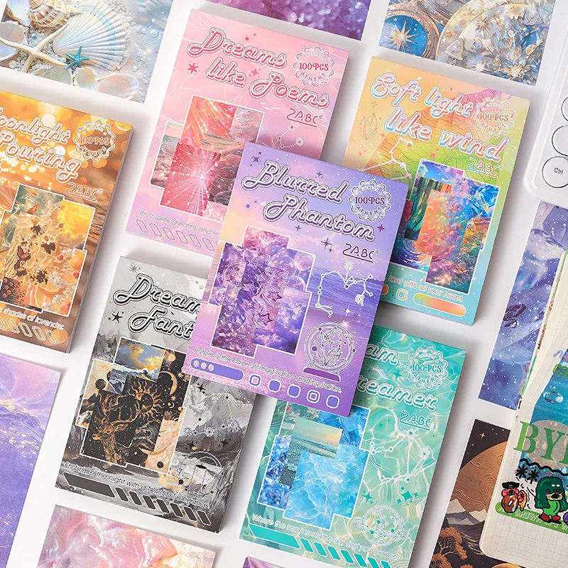 100 pcs Landscape Creative decoration Instagram Collage Notes Non-adhesive material paper hand made Collage material