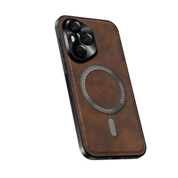 Luxury Leather Wireless Charging Case with Slim Lens Protection and Shockproof Design for Honor 50se (Dark Brown)