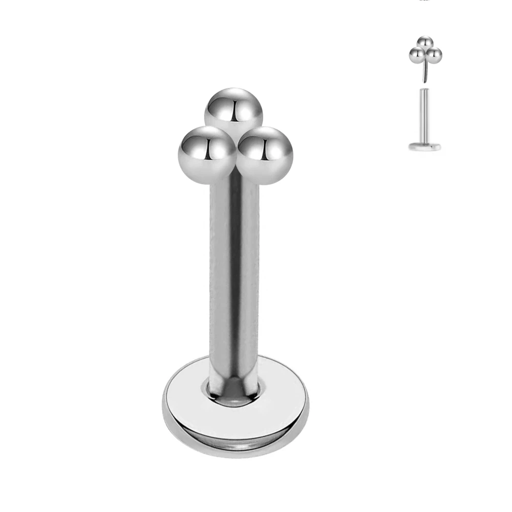 ASTM F136 G23 Titanium The ball Tragus Earring Threadless Piercing Heart Cubic zirconia Pin Daith Conch Push in Labret Stud 5
