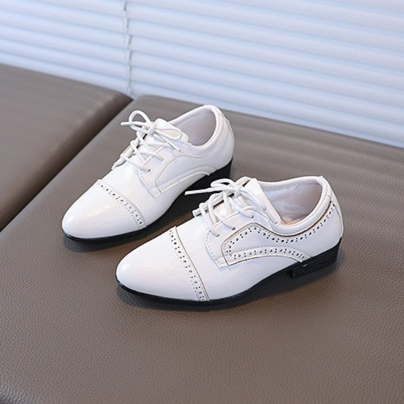 New Boys Leather Shoes School Formal Children Uniform Low-heels Shoes Performance Black Versatile Kids Fashion Causal Loafers