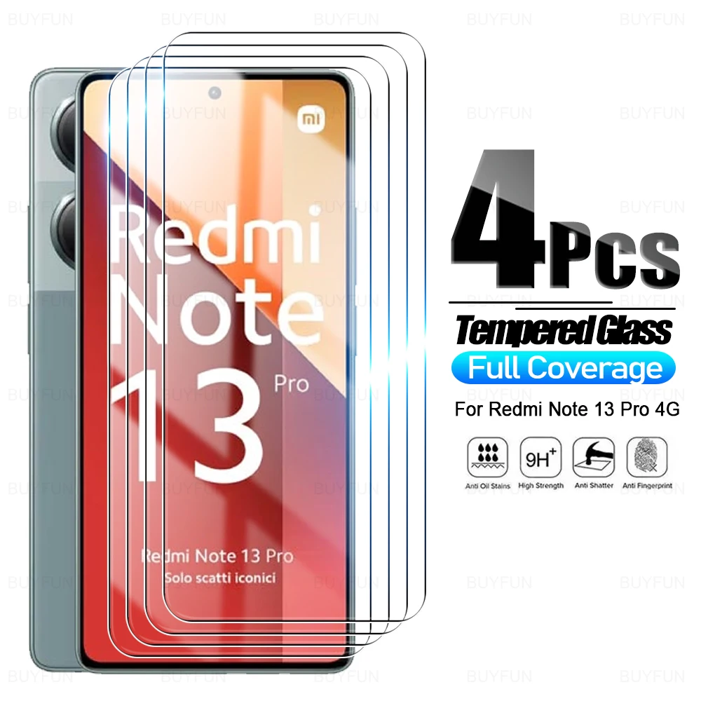 

4Pcs 9H Tempered Glass Protective Film For Xiaomi Redmi Note 13 Pro Plus Screen Protector xiomi redmy readmi note13 13pro 4G 5G