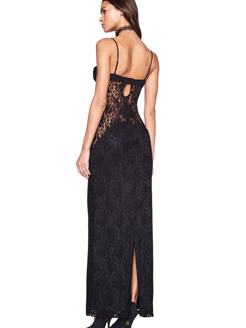 Fantoye Sexy See Through Lace Maxi Dress