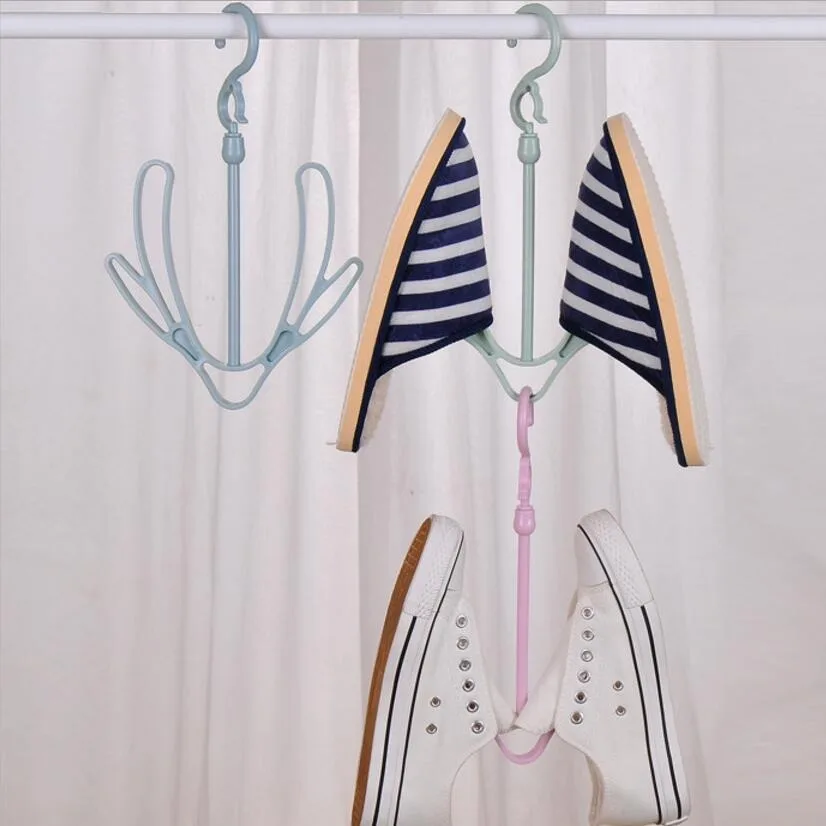 Plain Colour Shoe Drying Rack Space-Saving Hanging Shoe Holder for Balcony Travel  Plastic Shoe Hanger