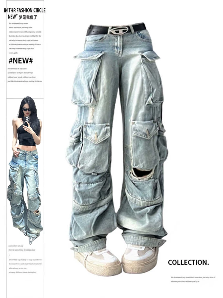 VintaJean™ – Y2K Baggy Blue Harajuku Denim Pants (Retro, Loose & Iconic) main image 0