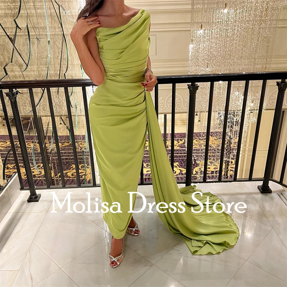 

Модные Зеленые платья на одно плечо для торжественных случаев и выпускного вечера, женское вечернее платье в пол