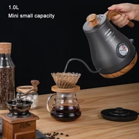1.0L Electric Kettle Retro Gooseneck Hand Brewed Coffee Pot Slender Mouth Teapot Stainless Steel Liner Kettle with thermometer 1