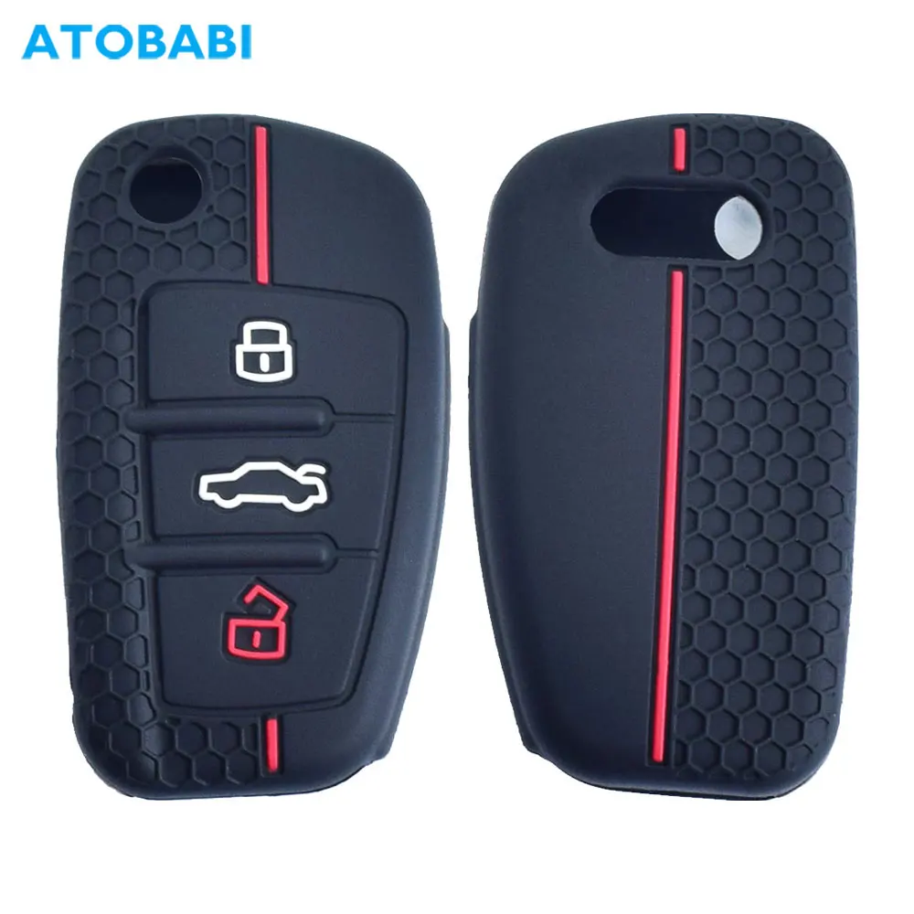 Car Silicone Key Case Cover 3 Button 5 Color Options For Audi A1 A3 Q3 Q7 R8 A6L 
