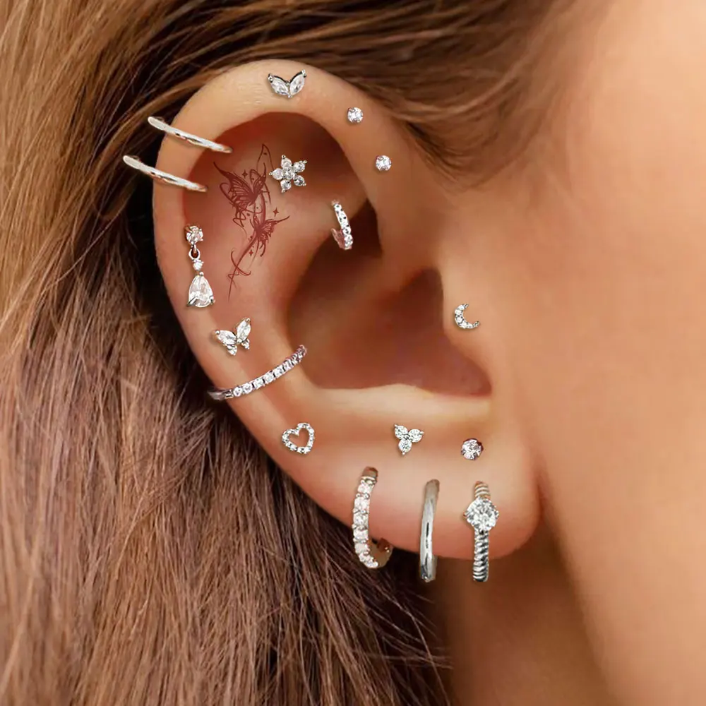 Anillos Acero Inoxidable Mujer LOLIAS Pares 16G Acero Inoxidable