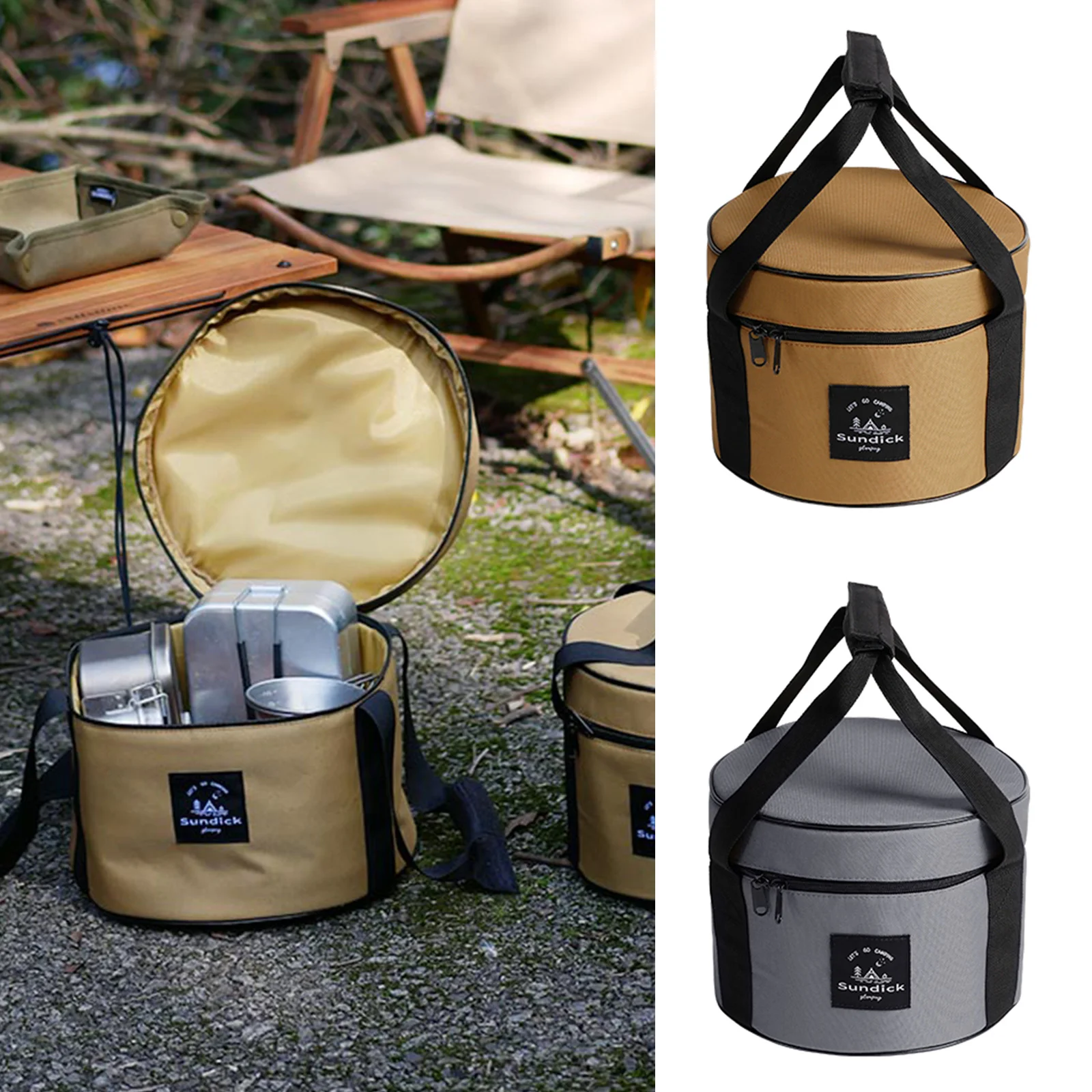 Storage Bag Camping Storage Bag Camping Cookware Bag 14/9L Dinnerware Organizers Oxford Cloth Pot Storage Bucket Waterproof Travel Cutlery Carrying Bowl Cups Container