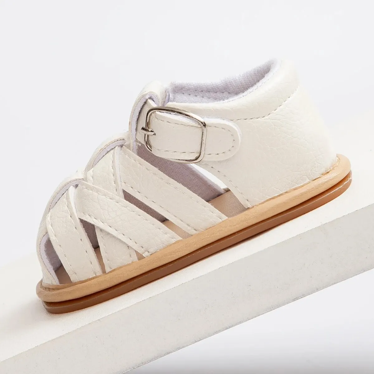 Summer Baby Sandals Baby Boy Girl PU Leather Shoes Toddler Rubber Sole Flat Anti-slip First Walkers Crib Shoes