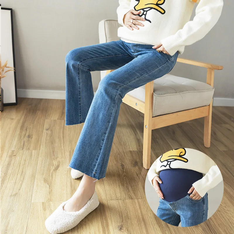 

Pregnant Women Jeans Spring and Autumn Belly Pants Casual Pregnancy Cowboy Trouser Maternity Clothing