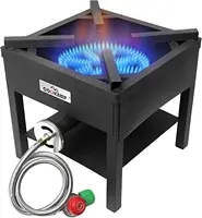 1-Burner Outdoor Propane Gas Cooker 260000 BTU with 0-30 PSI Adjustable Regulator and Steel Braided Hose 1
