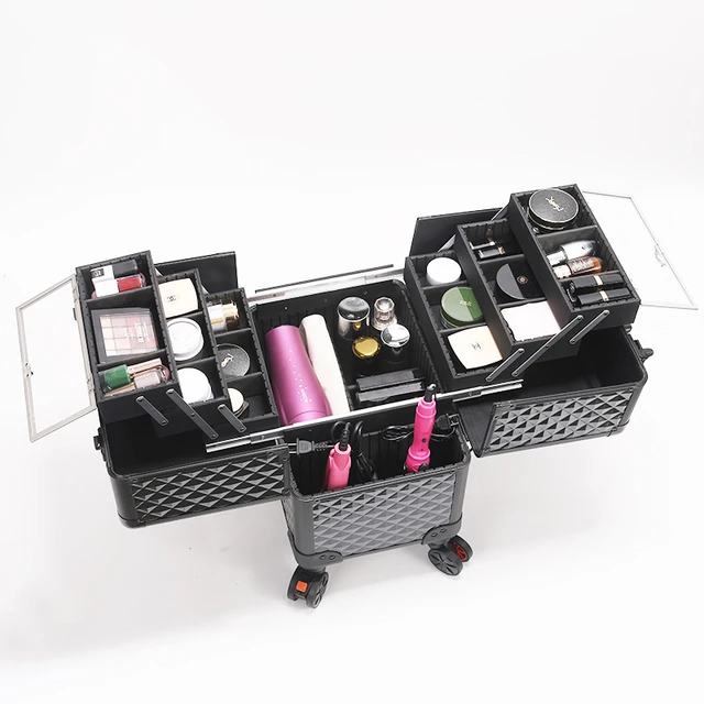 Valise de voyage multicouche avec cadre en aluminium, valise professionnelle,  sacs à bagages à roulettes, boîte de maquillage MELMakeup, beauté parfaite  - AliExpress