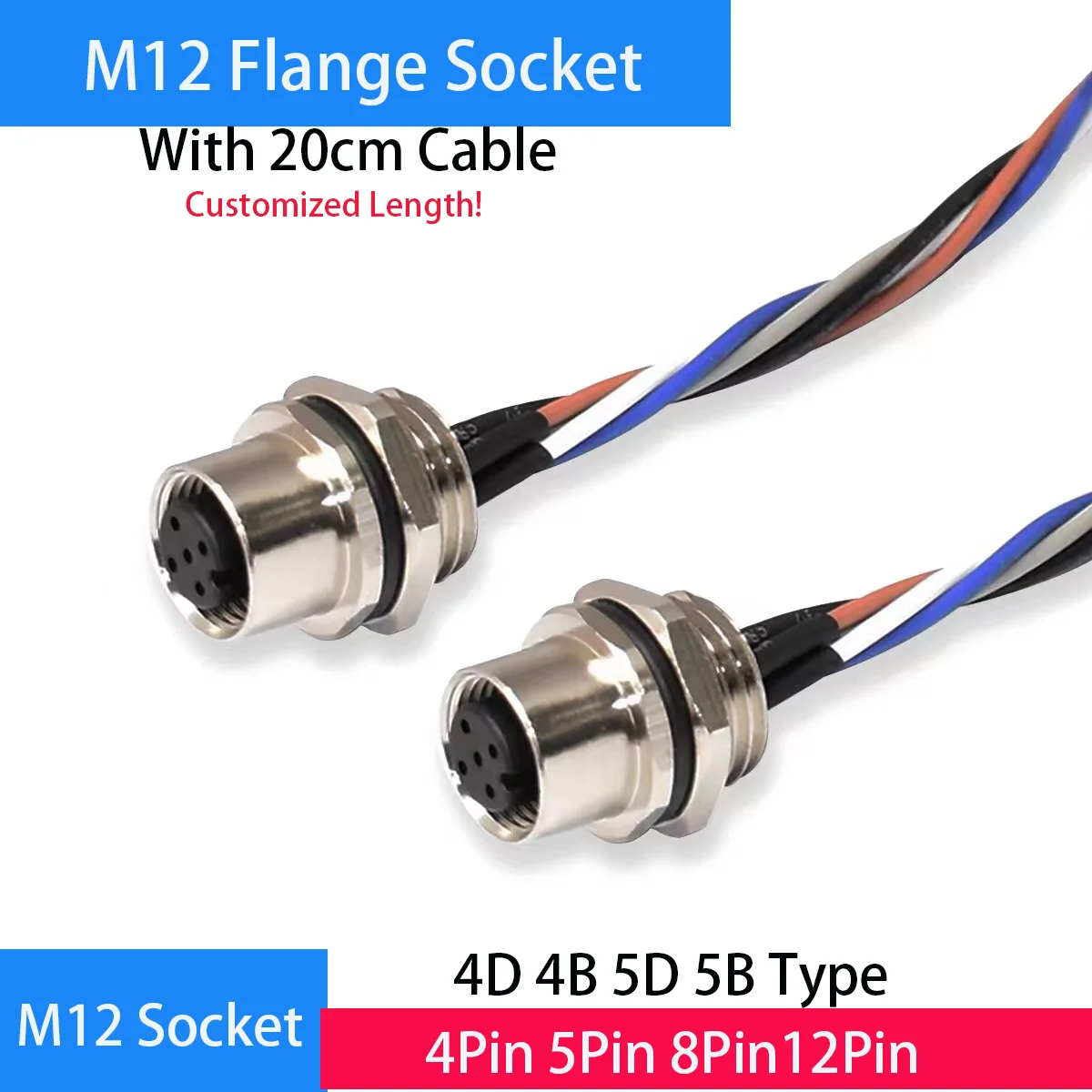 FreeShippingM12WireConnector45812PinAviationSocketsCable