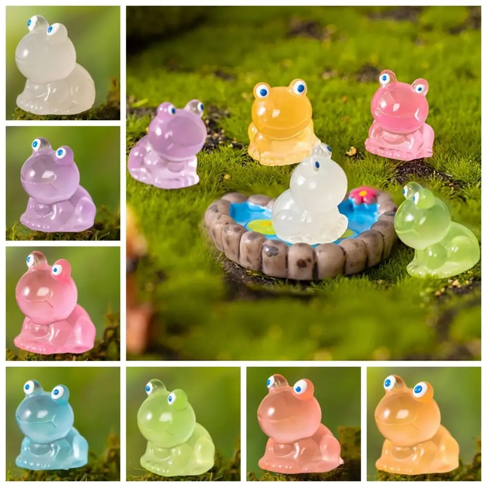 

Colorful Luminous Mini Frog Figurine Cute Resin Crafts Micro Landscape Ornament Funny Glowing in The Dark Tiny Frog Yard Lawn