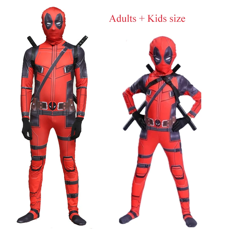Deadpool Costume Cosplay Zentai Body Uomo Stampa Digitale 3D Lycra Costume Bambini Deadpool Tuta Marvel Halloween Party