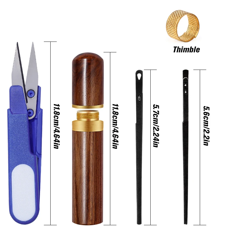 LMDZ Small Size Leather Sewing Kit Leather Rope Lace Needle Thimble Tailor Scissor with Bottle for DIY Hand Sewing Craft Tool leather craft tools,leather sewing tools