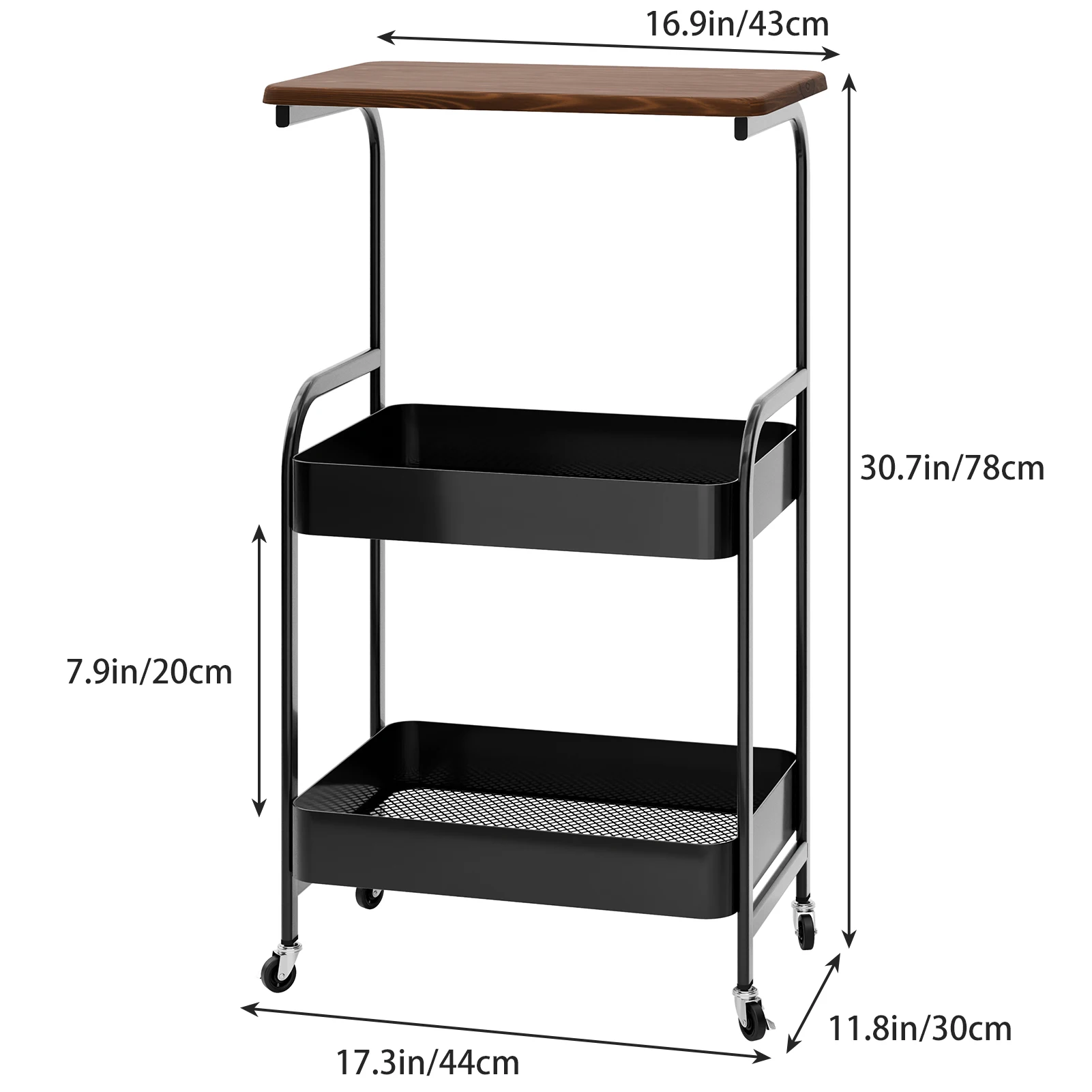 3 Tiers Trolley Rack Kitchen Bedroom Snacks Mobile Bathroom Basket Kitchen Storage Rack Vegetable Fruit Microwave Organizer