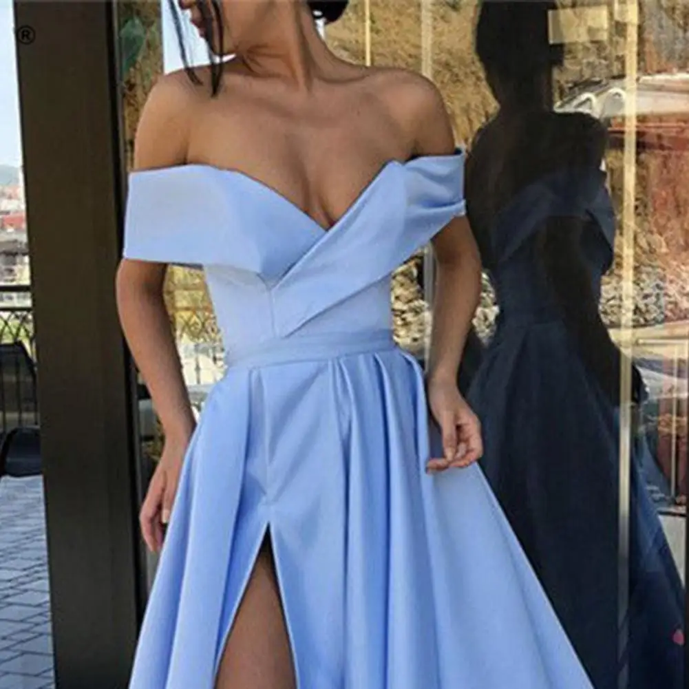 Vestido Formal con hombros descubiertos, largo hasta el suelo