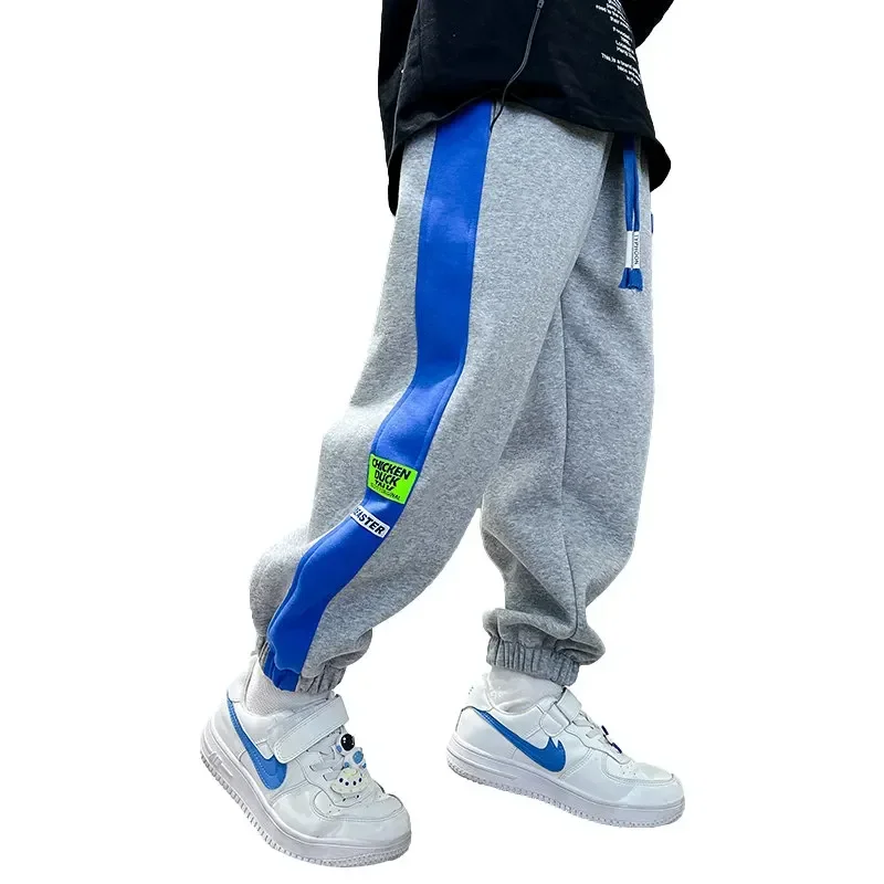 

New Autumn Kids Boys School Sport Sweatpants Cotton Side Striped Teenage Big Boy Cool Trousers Casual Clothes 5 7 9 11 13 14Yrs