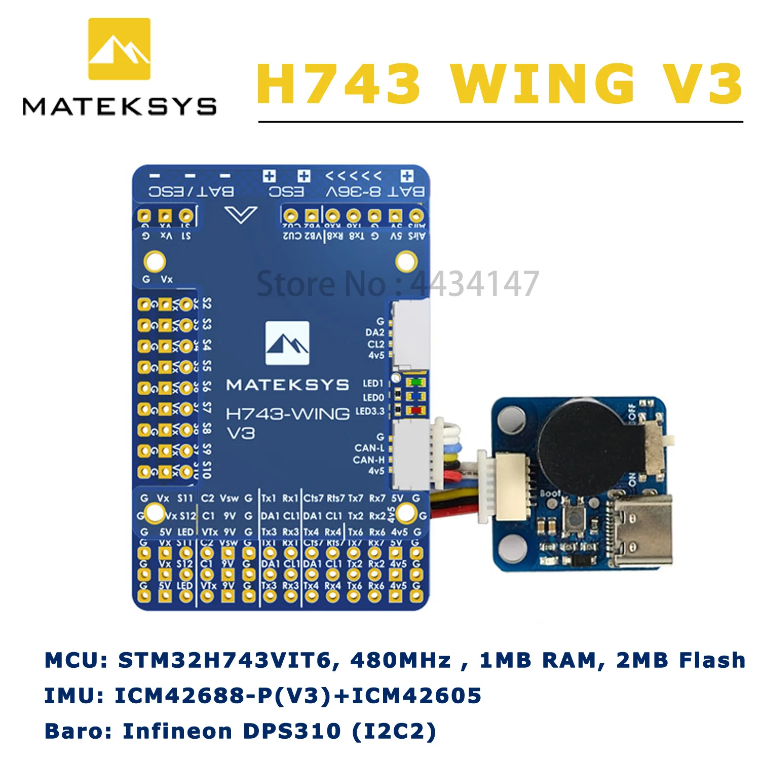 Matek H743WING V3 STM32H743VIT6 Builtin OSD Support Dual Camera INAV