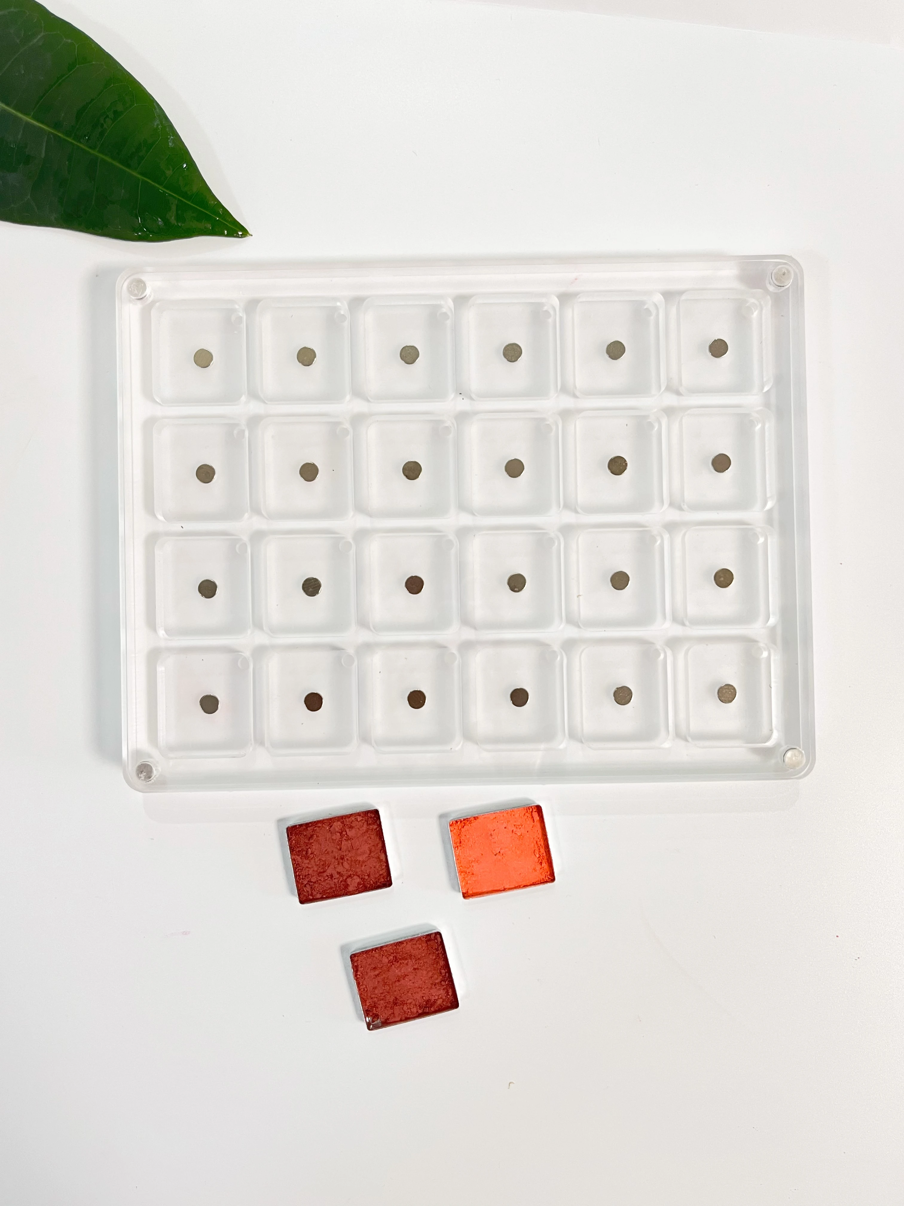 Yicai  New 24 Slots Square Shape Transparent Acrylic Durable Using Empty Magnetic Palette Slot Size: 25*22mm 3