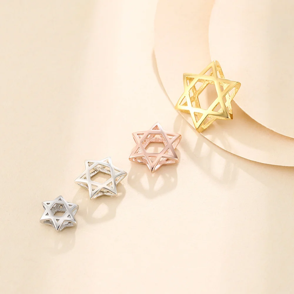 2pcs Solid 925 Sterling Silver Star Pendant Blank Jewelry Findings Connector For Bracelet Necklace Earring Jewelry DIY Making