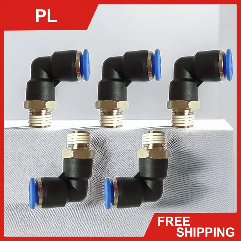 

PL Elbow Pneumatic Fitting OD 4mm 6mm 8mm 10mm 12mm Male Thread 1/8" 1/4" 3/8" 1/2" Air Quick Connector L Shape Push in Mount