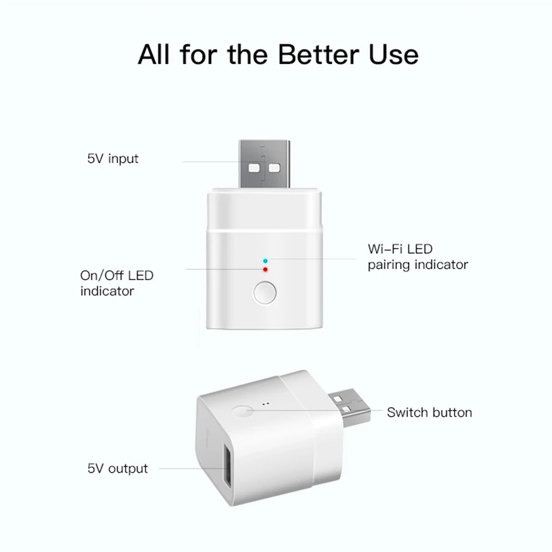 Itead Sonoff Micro 5V Wifi USB Smart Adaptor Switch Wireless USB Adaptor For Smart Home Automation Via EWeLink Alexa Google Home