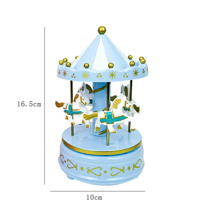 1pc carousel music box 4 horses rotate romantic handwork toy gift