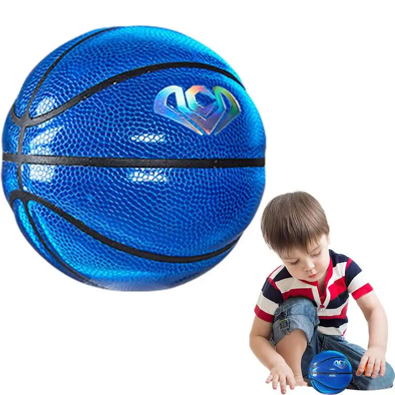 

Reflective Basketball Size 1 Glowing Reflective Basketball PU Leather Collectible Mini Ornament Small Sport Football Photo Prop