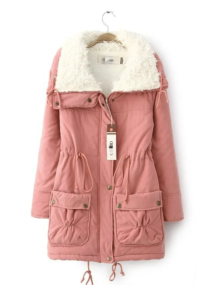

Thick Women Winter Warm Coat Female Autumn Hooded Cotton Fur Oversize Basic Jacket Outerwear Slim Long Ladies chaqueta jackets